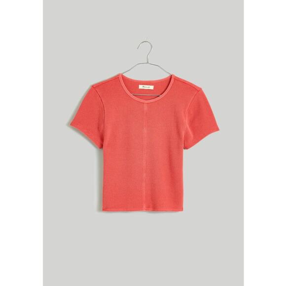 Madewell Tops - Madewell Waffle Knit Crewneck Short-Sleeve Crop Tee Size Medium Retail $45